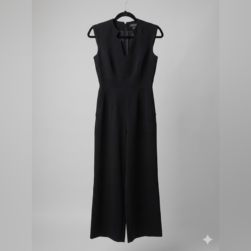 Tahari 2P Chic Black Sleeveless Wide Leg Jumpsuit
